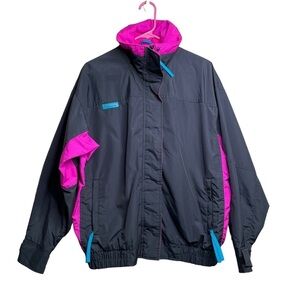 Vintage 90s Columbia Bugaboo Ski Jacket Womens L Teal Black Radial Sleeve